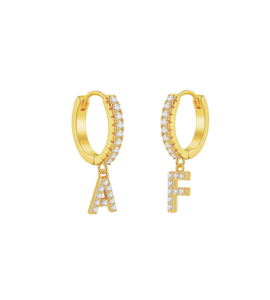 PAVE SINGLE INITIAL Hoop Earring